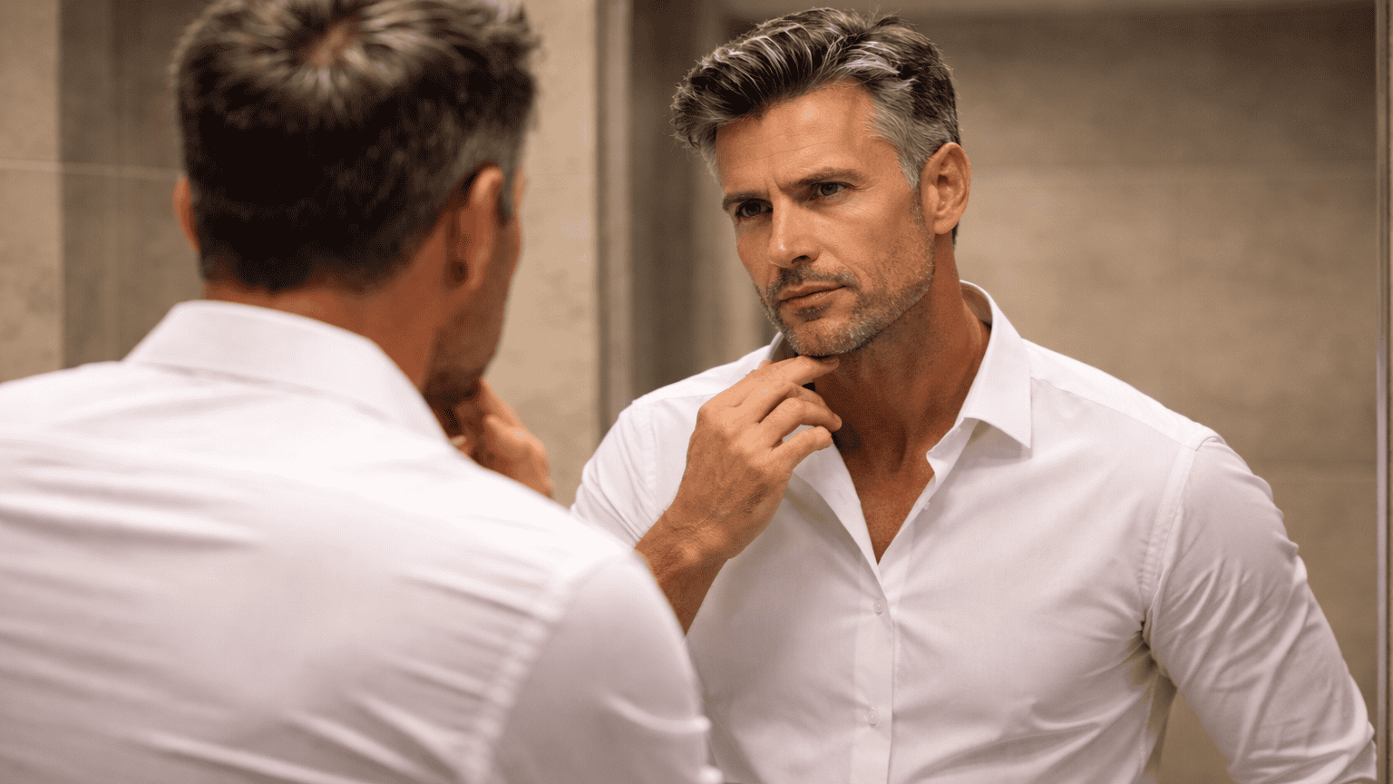 A man looking at himself in the mirror. From the article "How does narcissism relate to attachment theory"